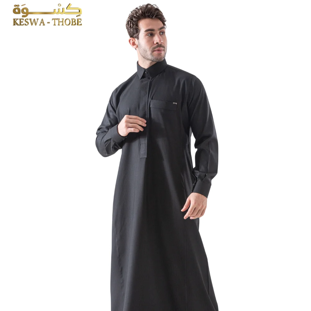 جلابية رجالي شتوي موديل عمران لون أسود من كسوة