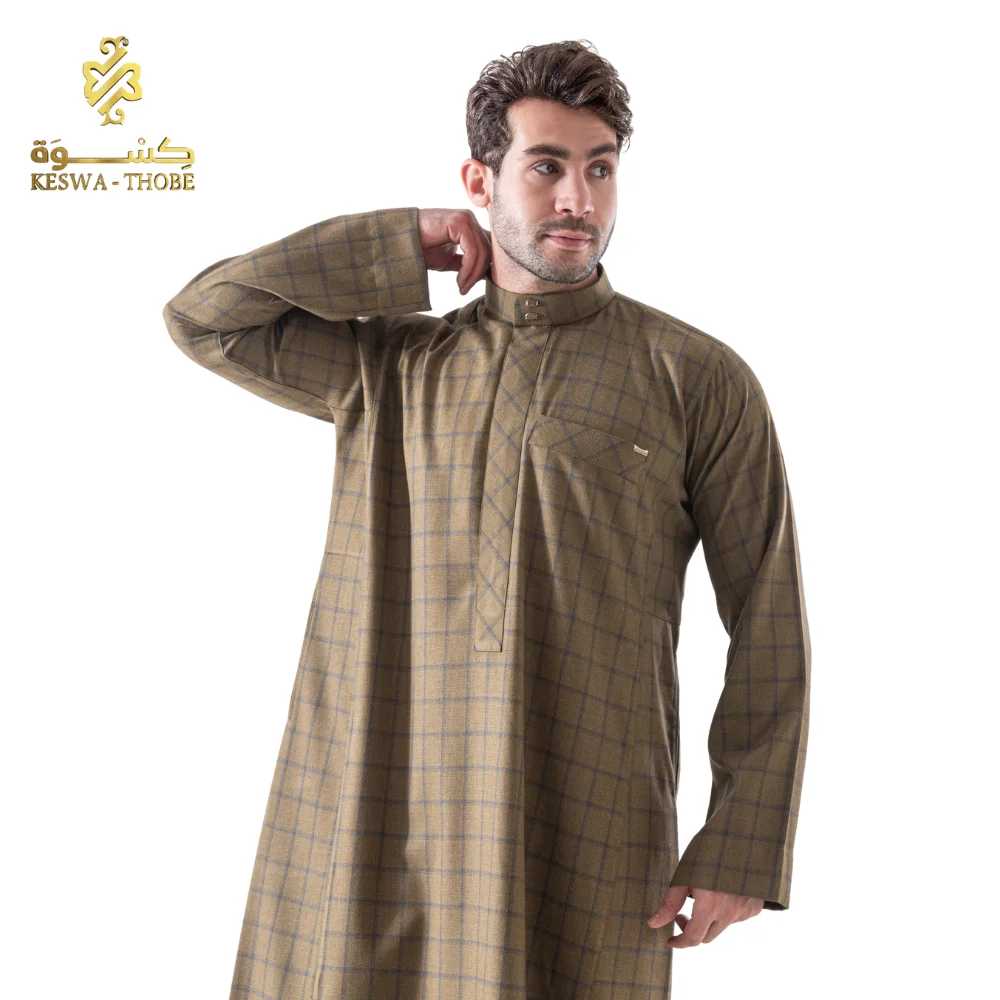 جلابية رجالي شتوي كاروهات موديل مصعب بخامة فانس هندي