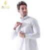 ثوب رجالي صيفي أبيض موديل سراج خامة إسبن نص واقفة مع سوستة سحاب.