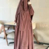 أرقى حجاب شرعي طقم فرنسي 3 قطع موديل سلمى باللون الطوبي