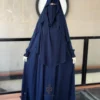 تفاصيل النقاب اللثمة والخمار في طقم خروج شرعي كحلي موديل سلمى