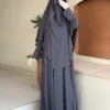 طقم فرنسي 3 قطع باللون الرمادي موديل ليان للستر السريع