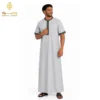 جلابية رجالي كتان نصف كم موديل عثمان باللون الرمادي